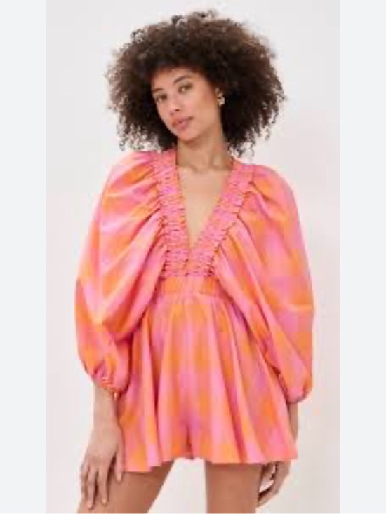 REVOLVE Pants - revolve SUNDRESS Vibrant Pink & Orange Puffy Sleeve romper